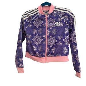 ADIDAS Originals Youth Superstar Purple Pink Aztec Print Track Jacket Size YM